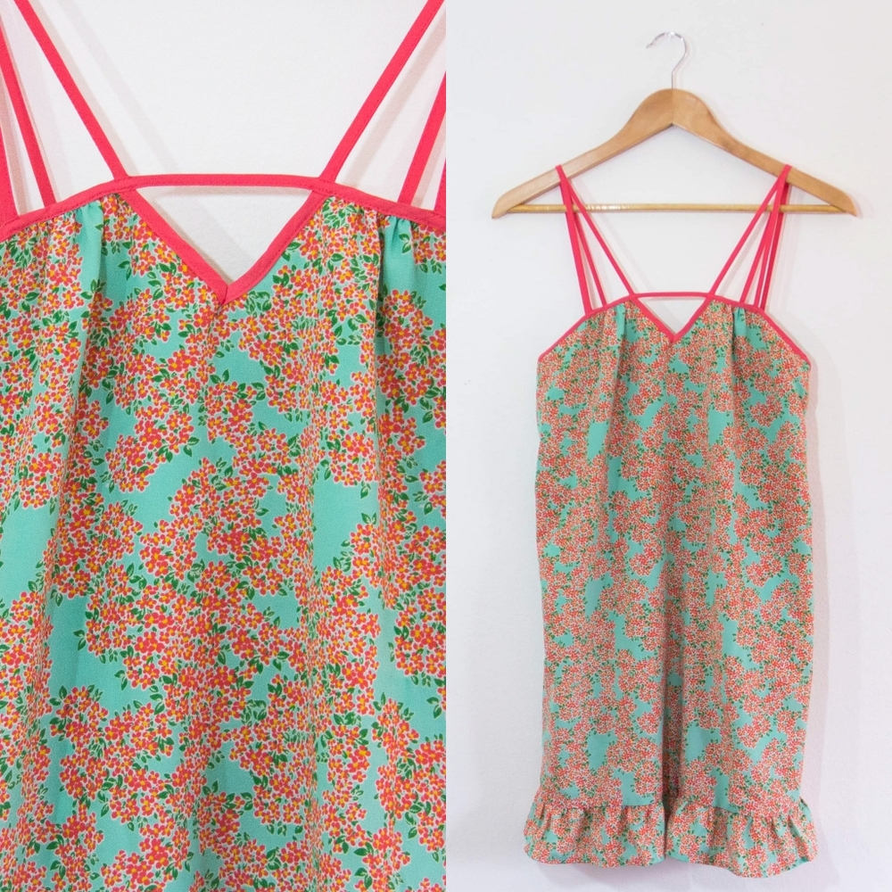Anthropologie Tulle Strappy Floral Print Dress